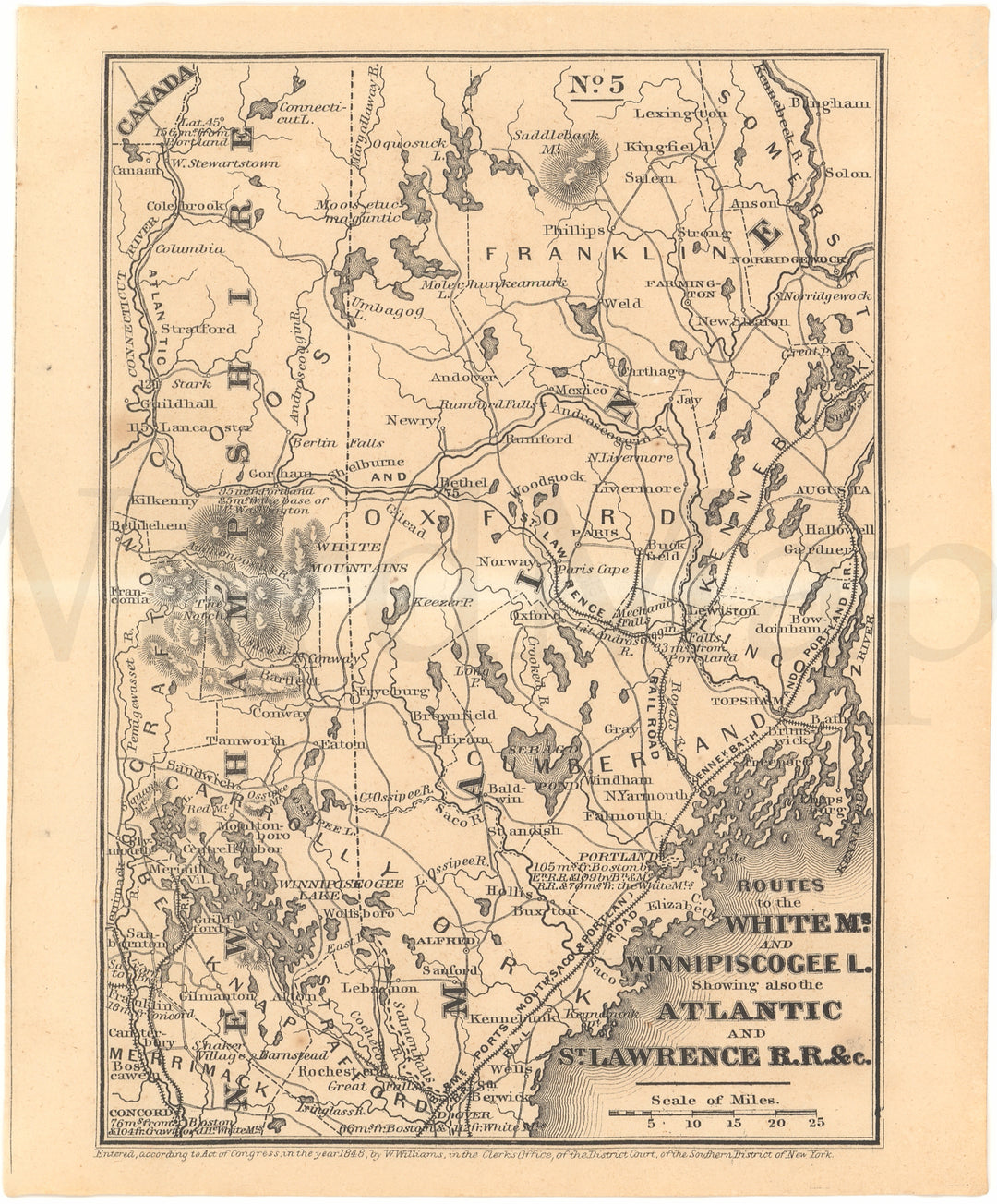 Railroads in Eastern New Hampshire and Western Maine 1850