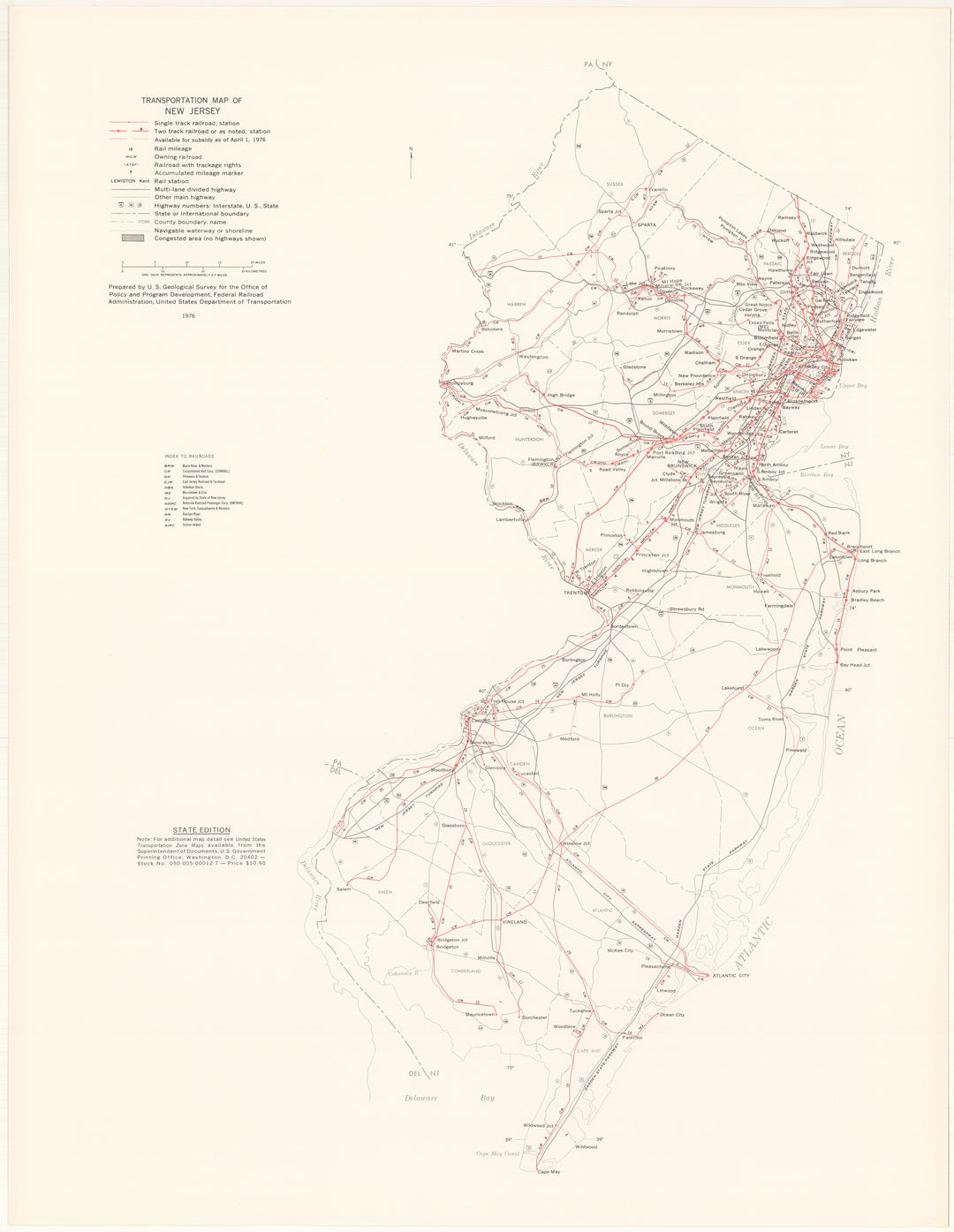 New Jersey Transportation Map 1976: State Edition