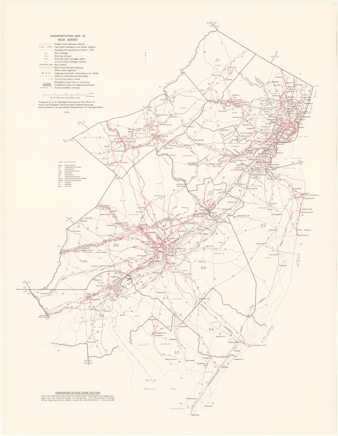 New Jersey Transportation Map 1976: Zone Edition