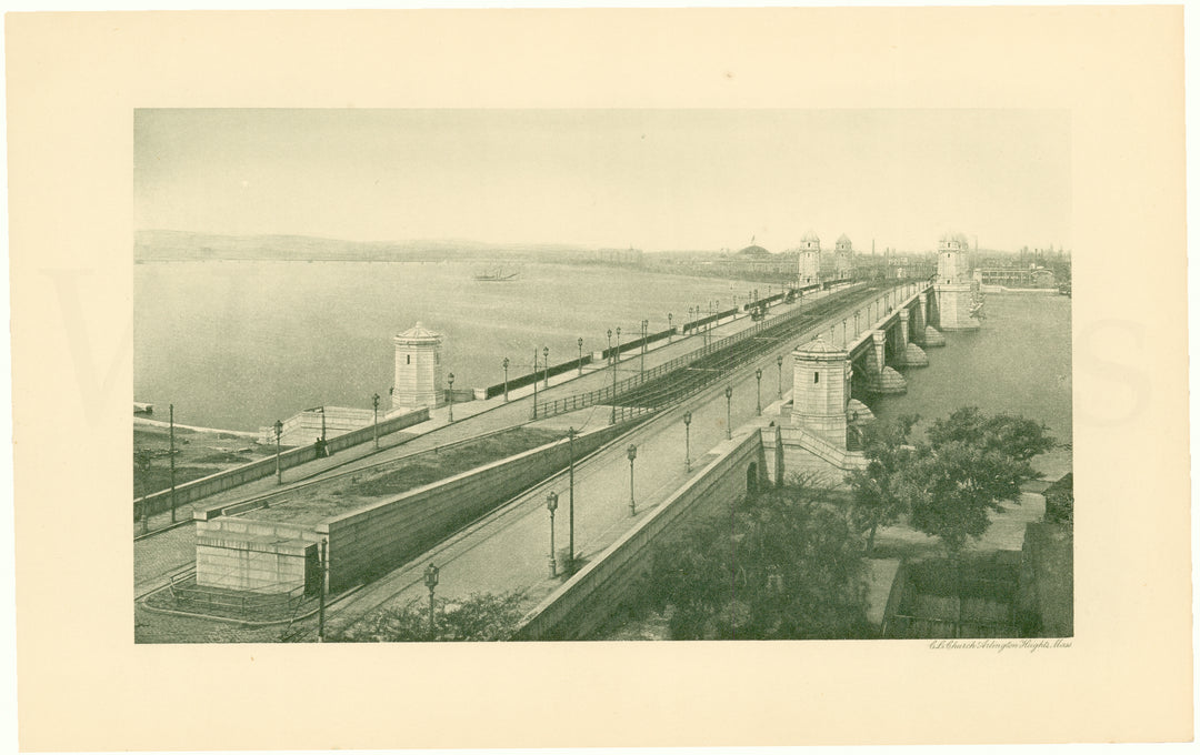 Cambridge Bridge 1909: Completed Bridge from Charles Circle