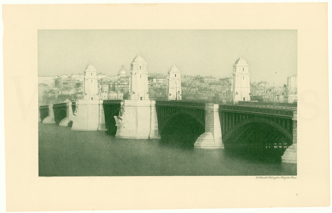Cambridge Bridge 1909: Completed Bridge with State House Dome