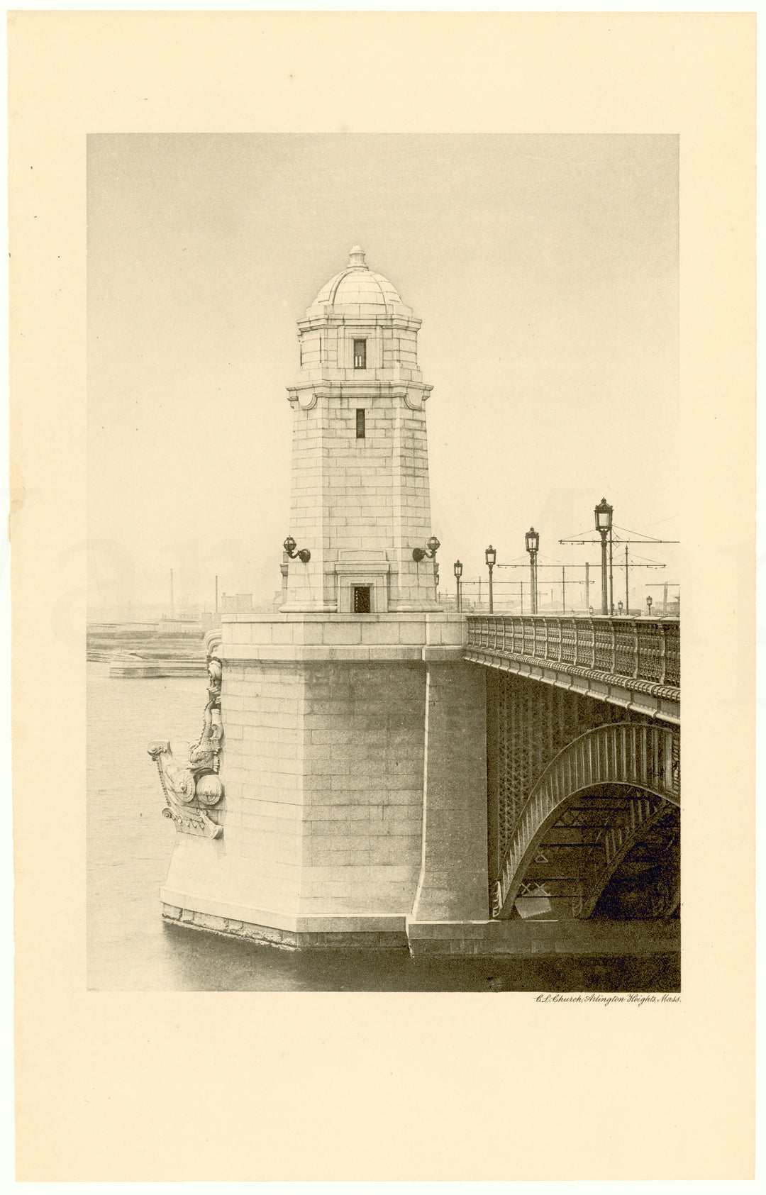 Cambridge Bridge 1909: Completed Tower and Pier