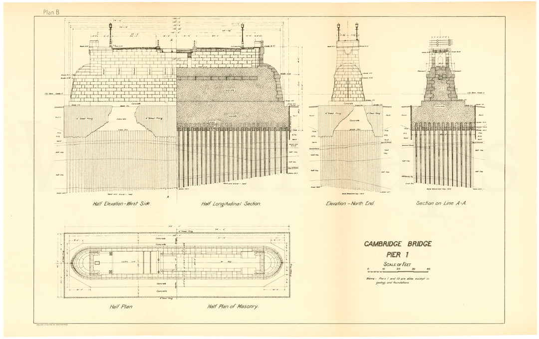 Cambridge Bridge 1909 Plan B: Pier 1