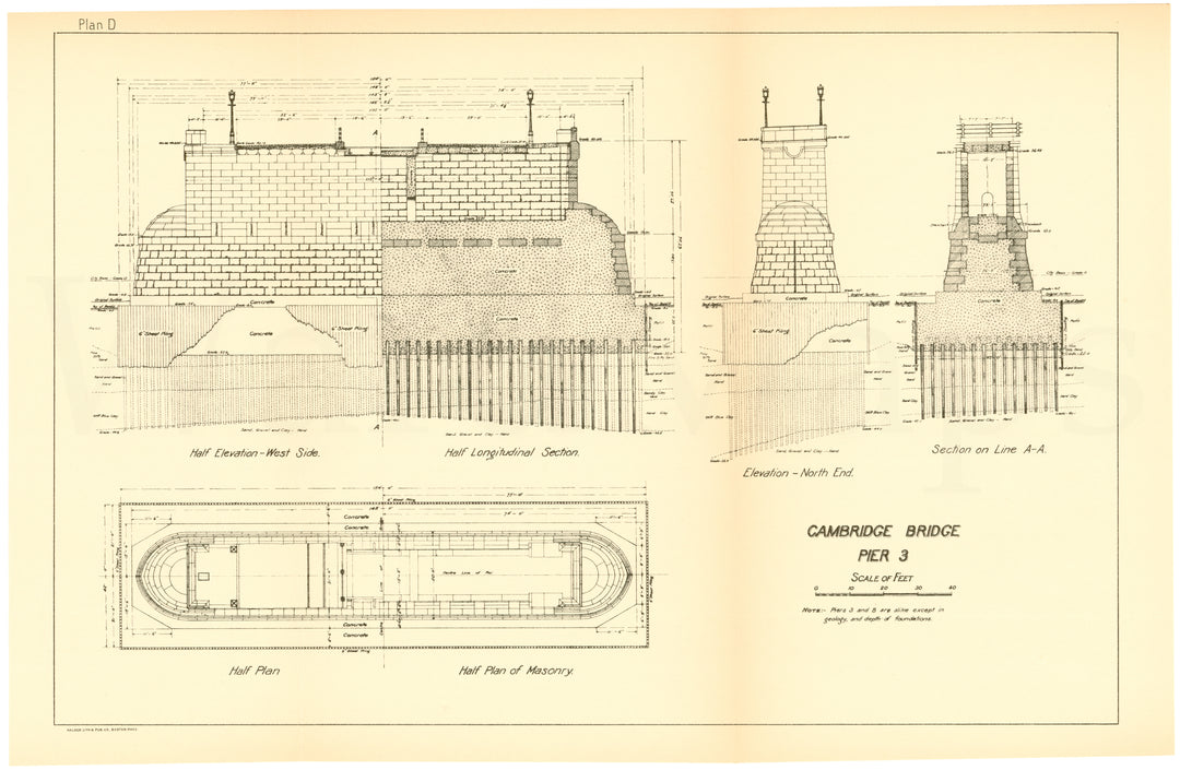 Cambridge Bridge 1909 Plan D: Pier 3