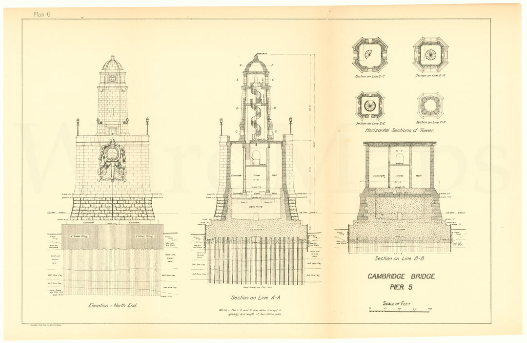 Cambridge Bridge 1909 Plan G: Pier 5