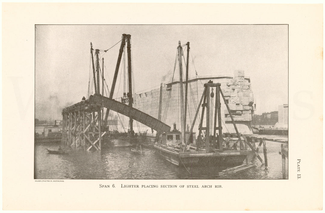 Cambridge Bridge 1909 Plate 13: Span 6 Placing Steel
