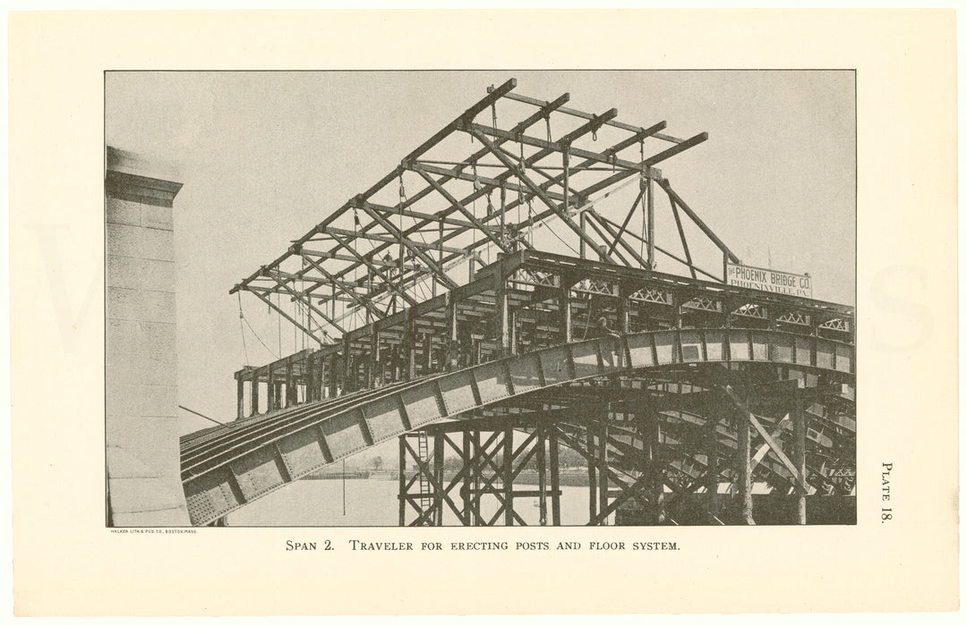 Cambridge Bridge 1909 Plate 18: Span 2 Erecting Posts and Floor