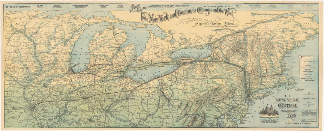 New York Central & Hudson River Railroad System Map 1894