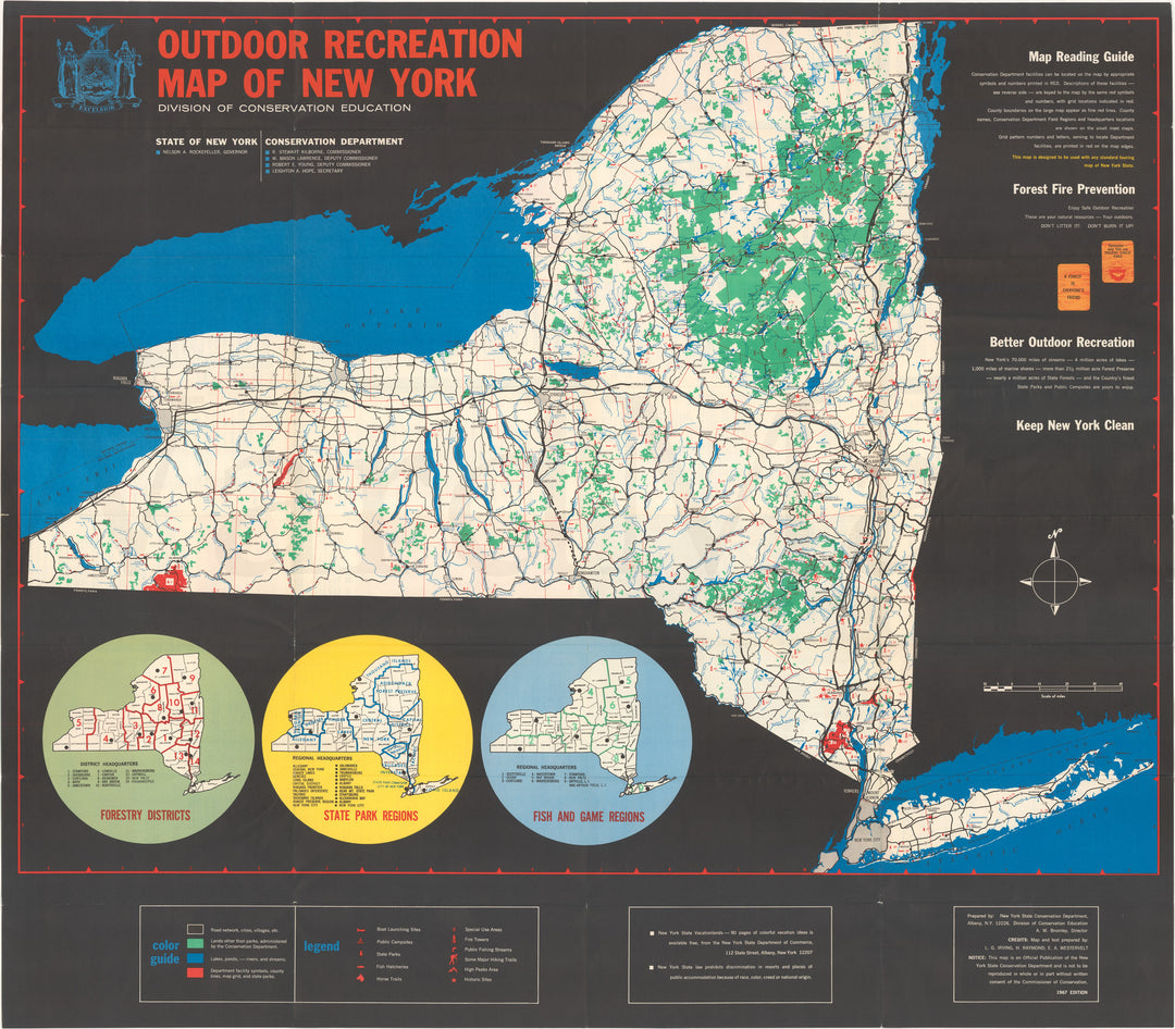 New York State 1967 Outdoor Recreation Map