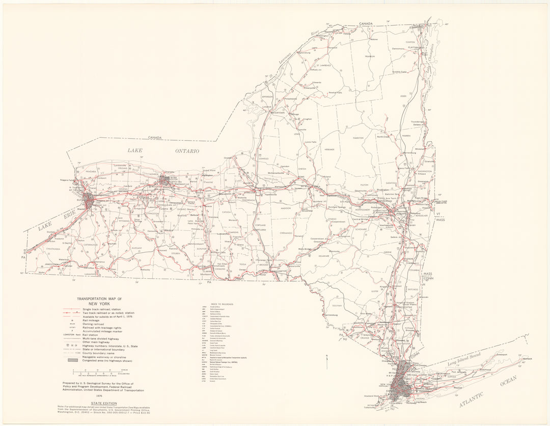 New York Transportation Map 1976: State Edition