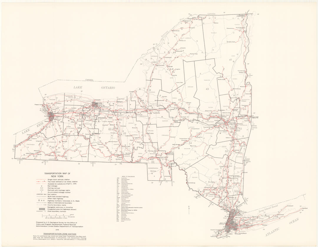 New York Transportation Map 1976: Zone Edition