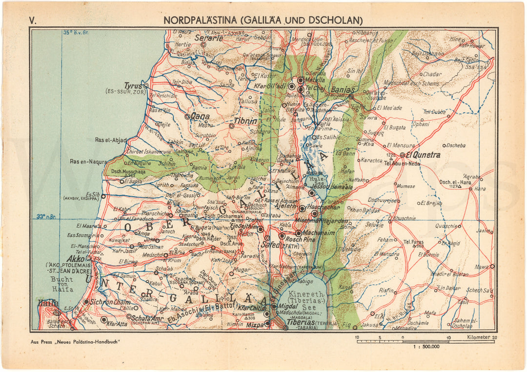 Palestine 1934 Northern Part: Galilee and Golan Heights