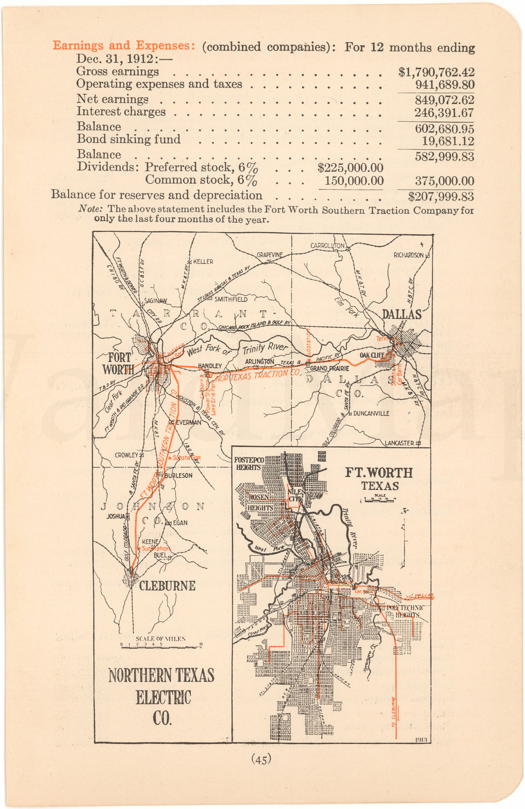 Northern Texas Electric Company, Texas 1913