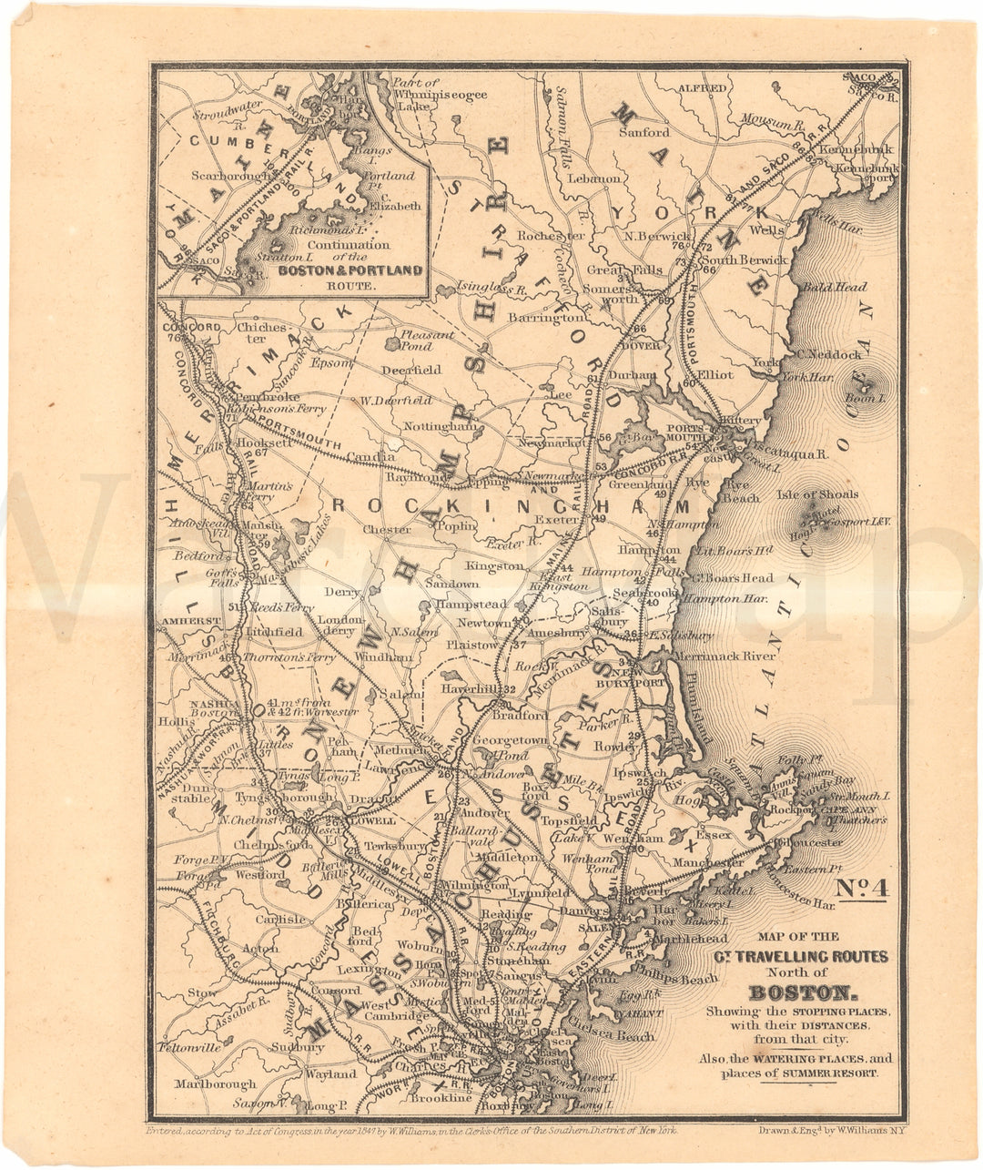 Railroads North of Boston, Massachusetts 1850