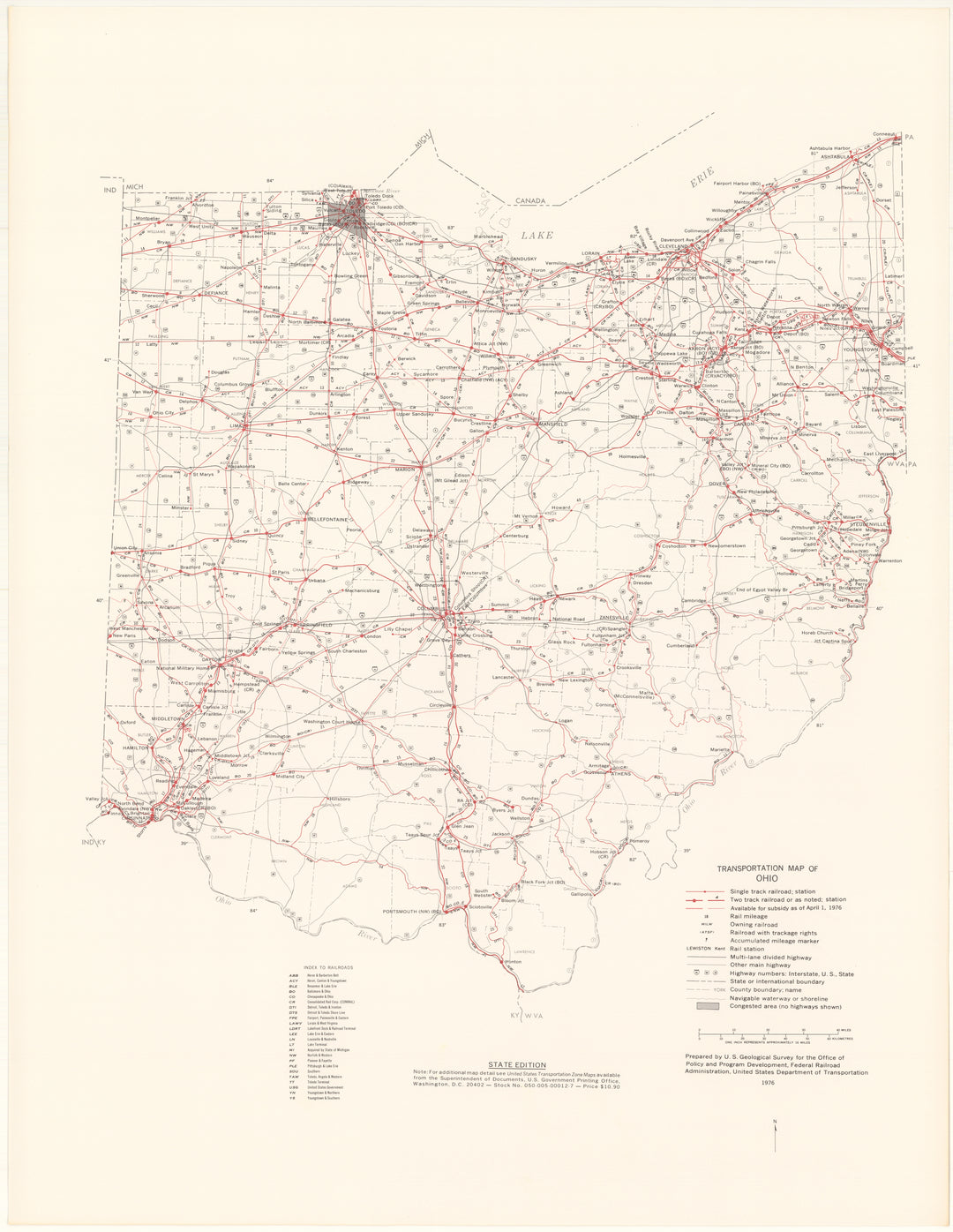 Ohio Transportation Map 1976: State Edition
