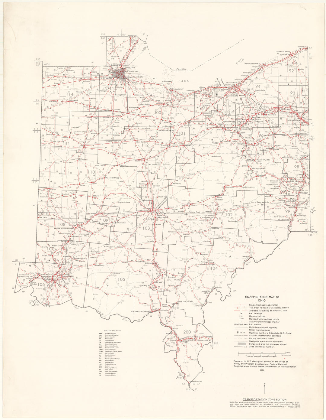Ohio Transportation Map 1976: Zone Edition