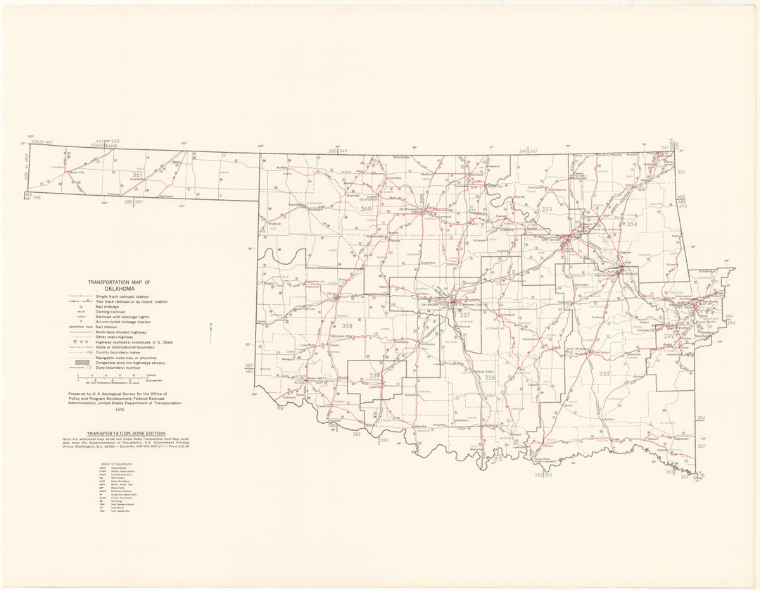 Oklahoma Transportation Map 1975: Zone Edition