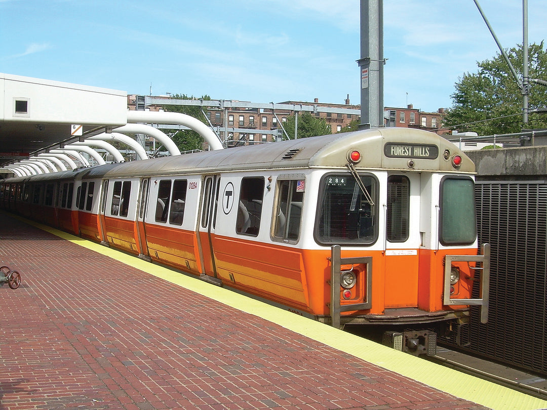 MBTA Orange Line Hawker-Siddeley Cars at Massachusetts Avenue Station, Boston, Massachusetts