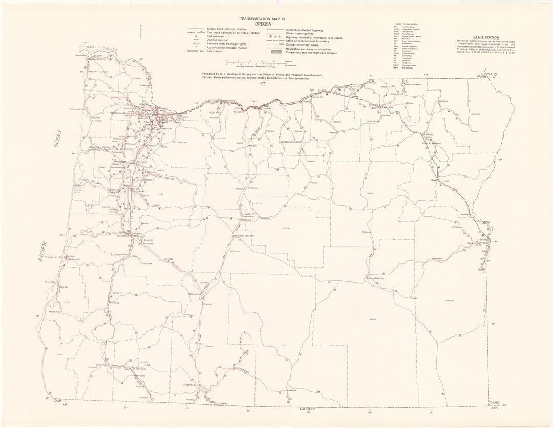 Oregon Transportation Map 1975: State Edition