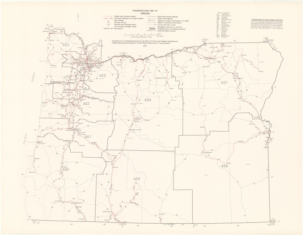 Oregon Transportation Map 1975: Zone Edition – WardMaps LLC