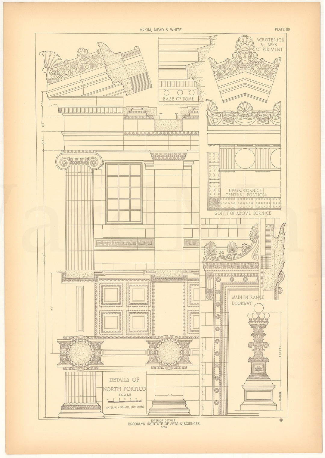 McKim, Mead & White Plate 089: Brooklyn Institute of Arts & Sciences, New York, NY 1897