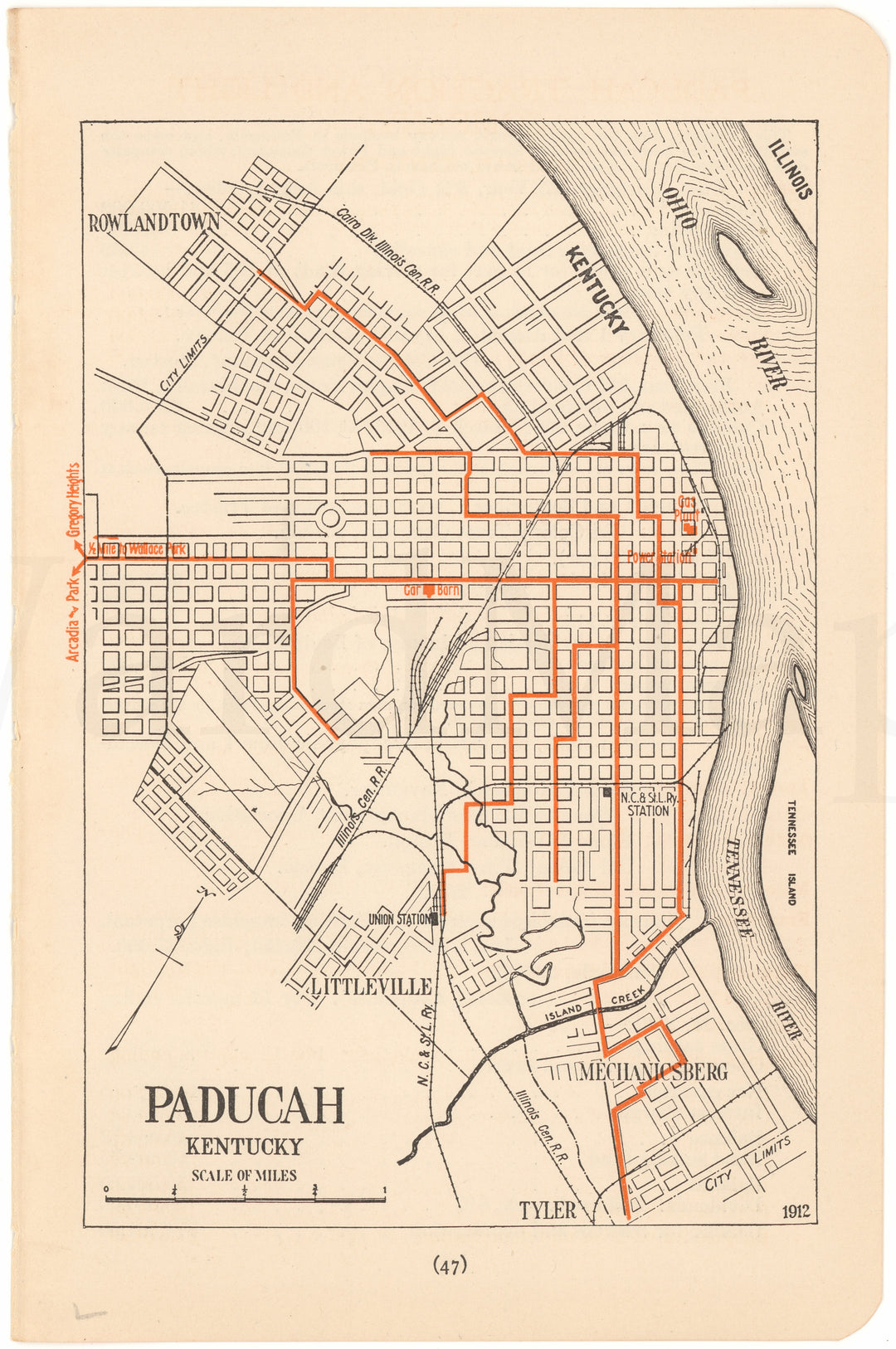 Paducah, Kentucky 1913: Streetcar Lines
