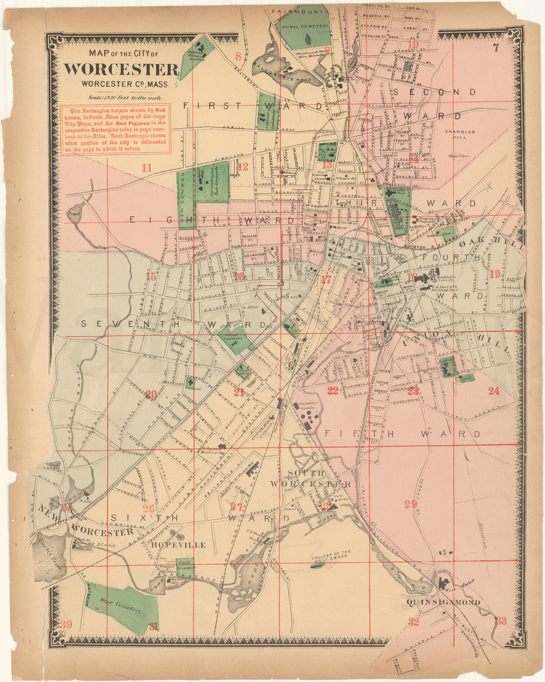 Worcester, Massachusetts 1870: City Center