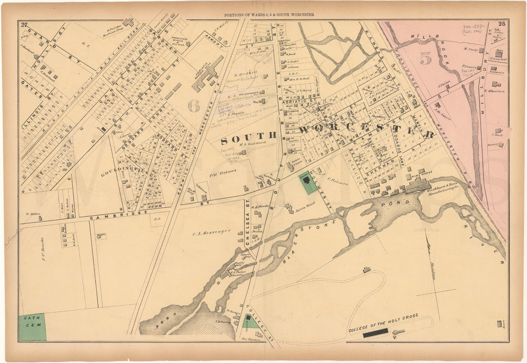 Worcester, Massachusetts 1870: Page(s) 27-28 South Worcester