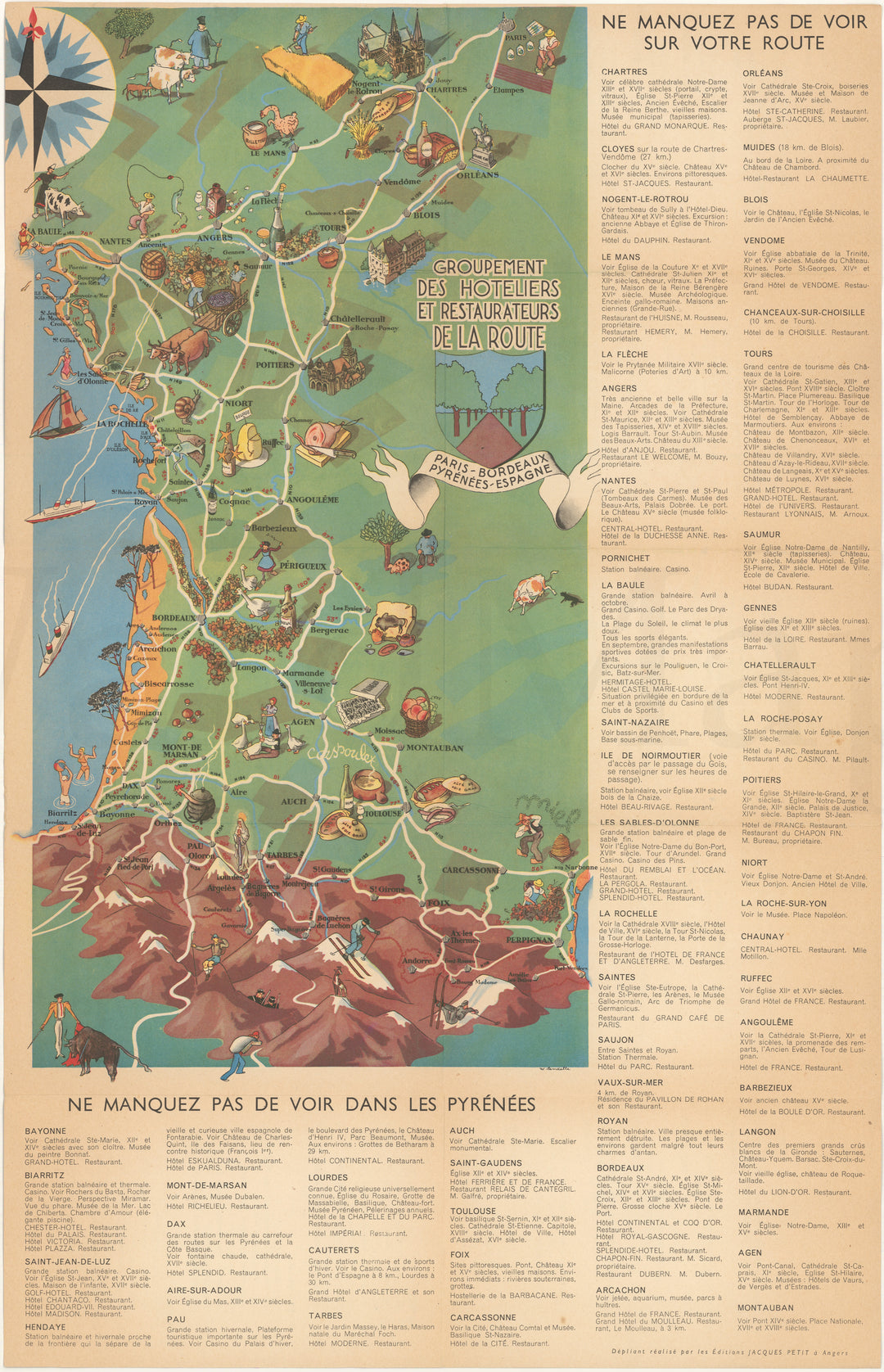 Hotels & Restaurants from Paris to the Pyrenees, France 1947