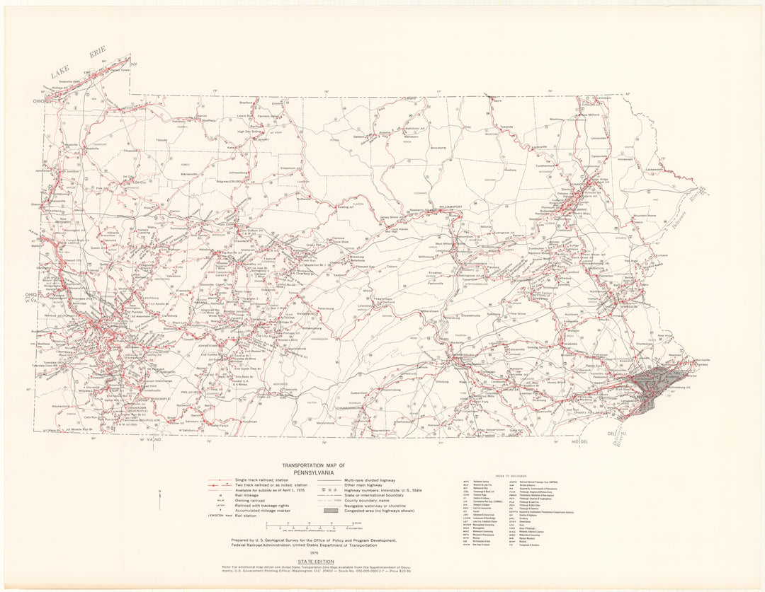Pennsylvania Transportation Map 1976: State Edition