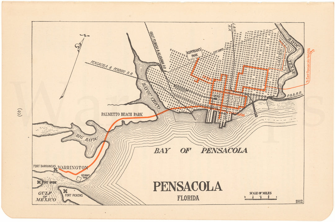 Pensacola, Florida 1913: Streetcar Lines