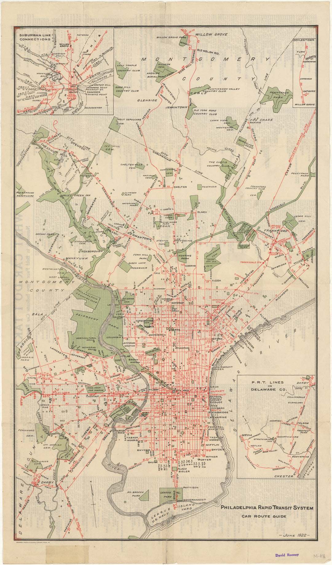 Philadelphia Rapid Transit Co. (Pennsylvania) Streetcar Routes 1922 June