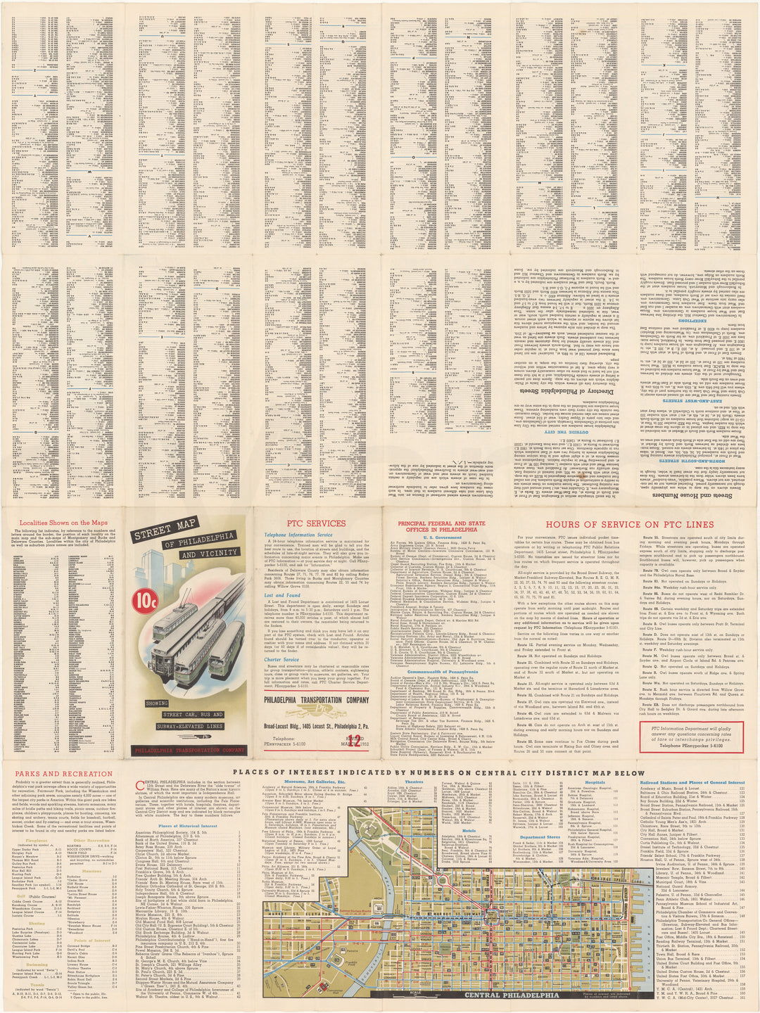 Philadelphia Transportation Co. (Pennsylvania) System Map 1952 March