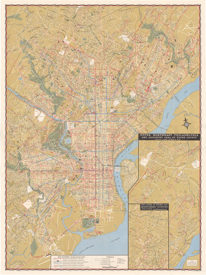 Philadelphia Transportation Co. (Pennsylvania) System Map 1965 March