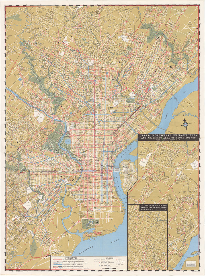 Philadelphia Transportation Co. (Pennsylvania) System Map 1966 March