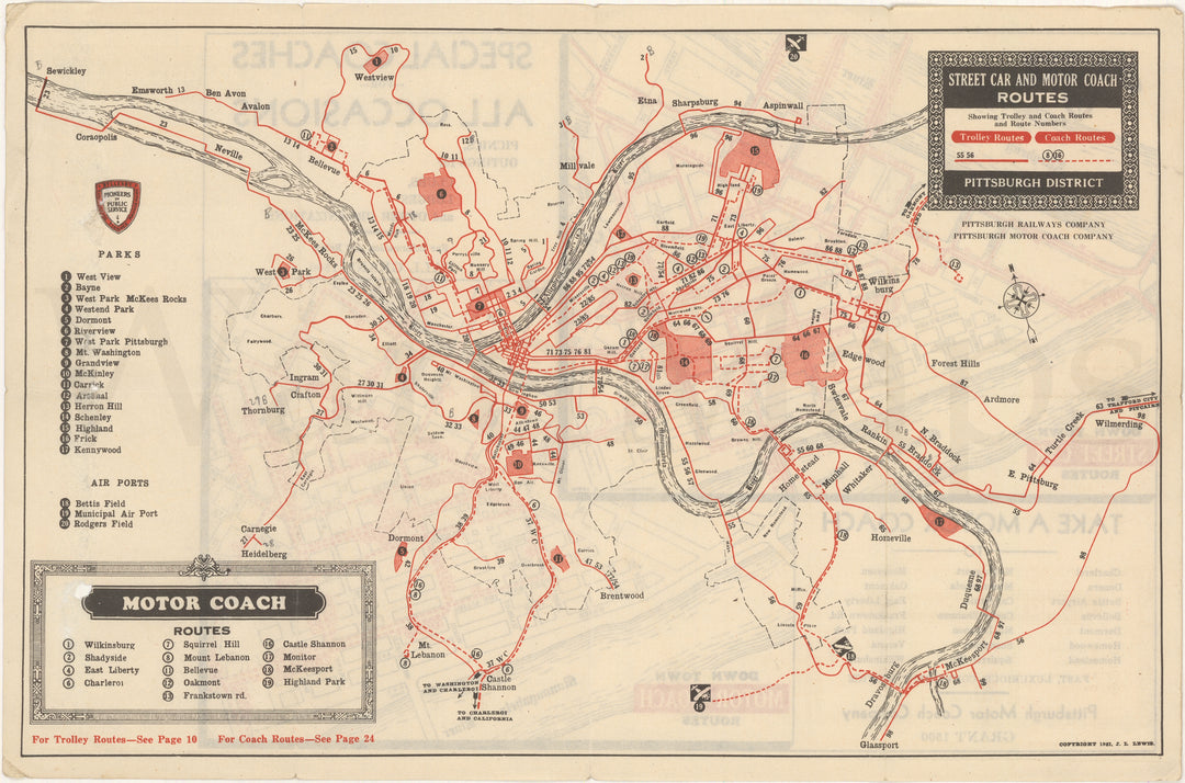 Pittsburgh Rta Map Pittsburgh, Pennsylvania Transit Routes 1931 (Side A) – WardMaps LLC