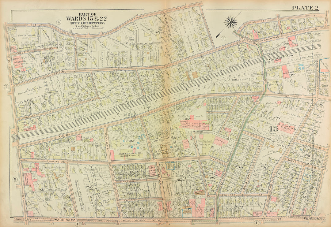 West Roxbury, Massachusetts 1924 Plate 002: Jamaica Plain