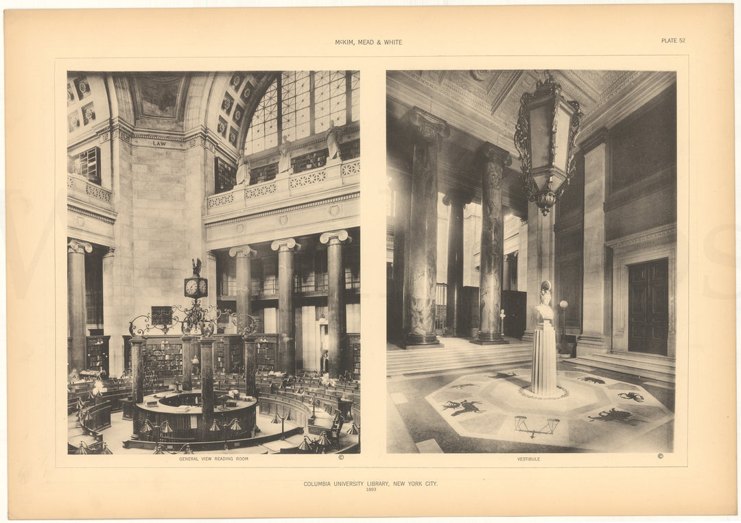 McKim, Mead & White Plate 052: Columbia University Library, New York, NY 1893