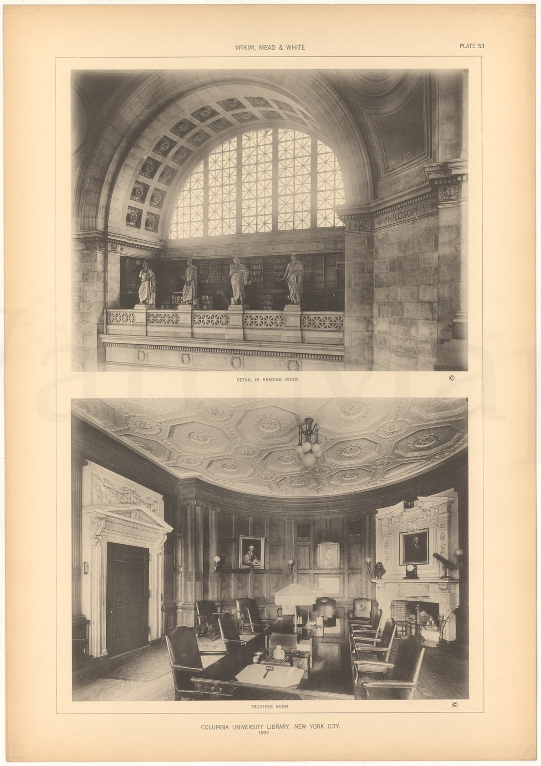McKim, Mead & White Plate 053: Columbia University Library, New York, NY 1893