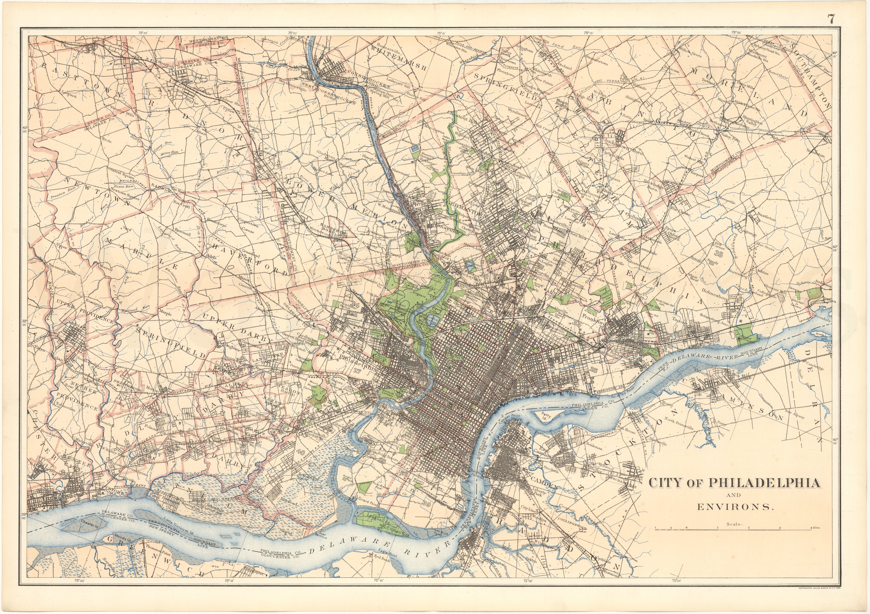 Pennsylvania 1901 Plate 07: Philadelphia and Environs – WardMaps LLC