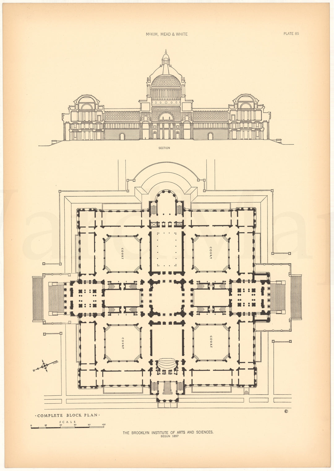 McKim, Mead & White Plate 085: Brooklyn Institute of Arts & Sciences, New York, NY 1897