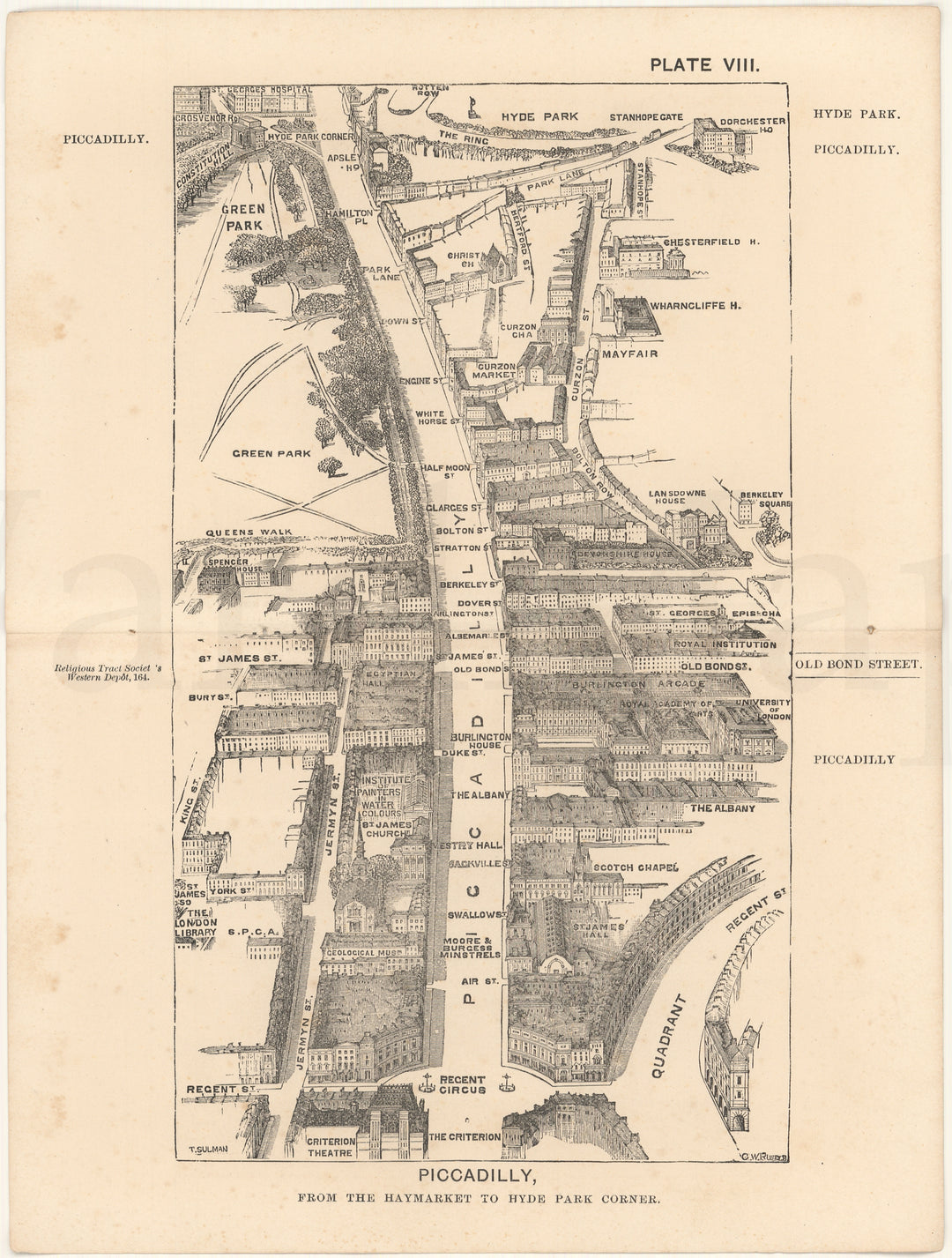 London, England Street View 1885 Plate 08: Piccadilly