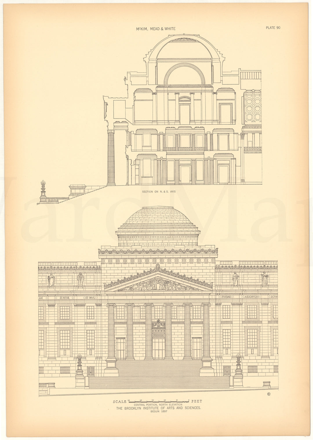 McKim, Mead & White Plate 090: Brooklyn Institute of Arts & Sciences, New York, NY 1897