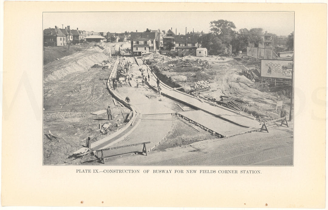 BTD Report 1926 Plate 09: Dorchester Tunnel Extension Construction at Fields Corner Station Busway