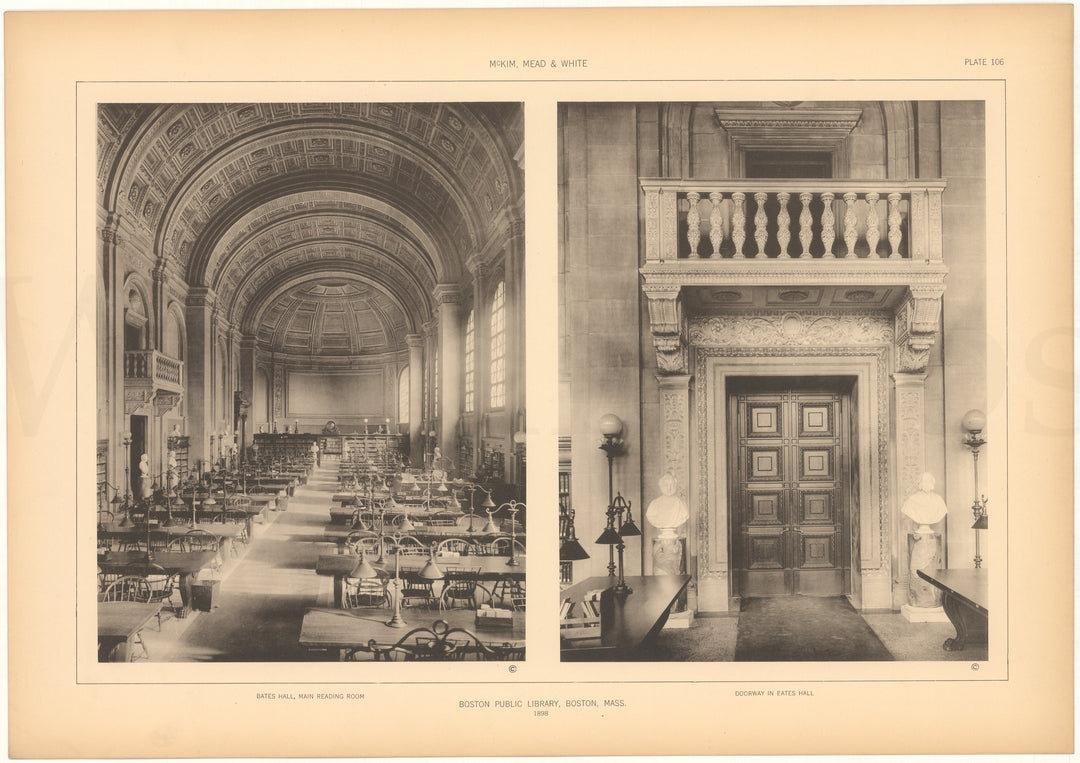 McKim, Mead & White Plate 106: Boston Public Library, Massachusetts 1898