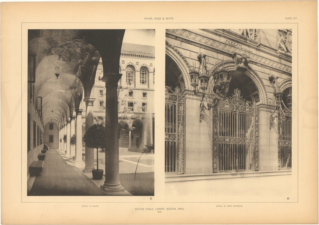McKim, Mead & White Plate 107: Boston Public Library, Massachusetts 1898