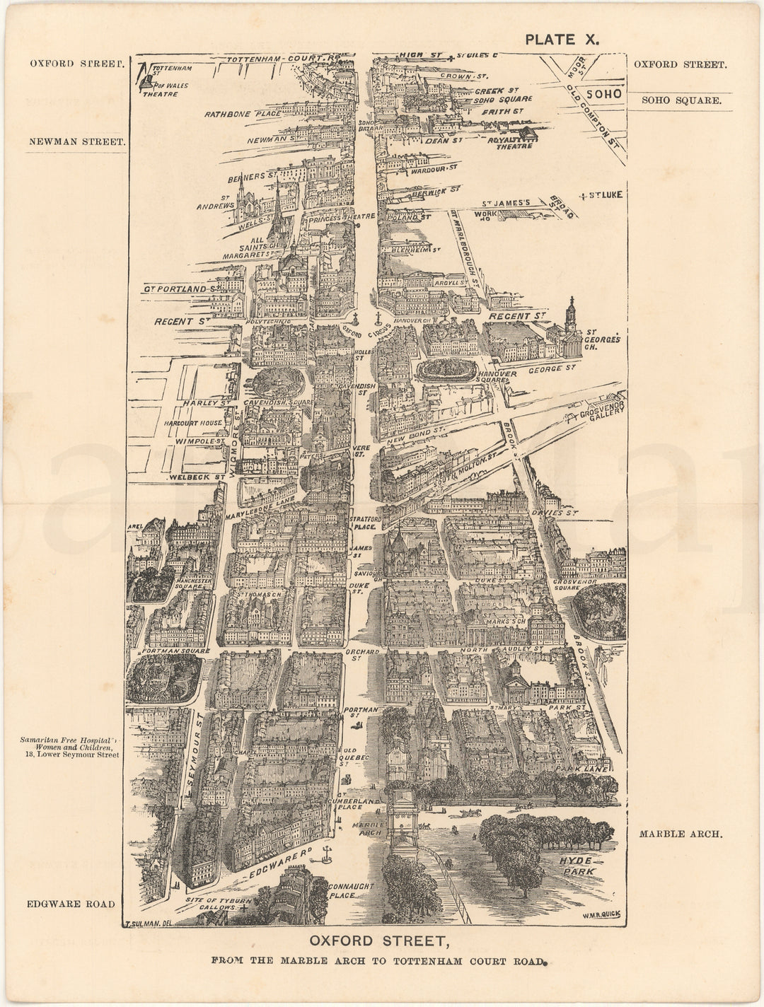 London, England Street View 1885 Plate 10: Oxford Street