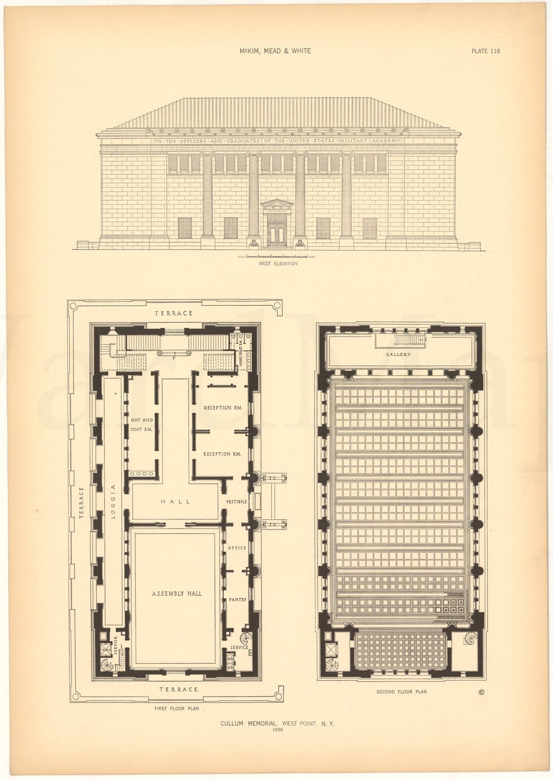 McKim, Mead & White Plate 118: Cullum Memorial, West Point, New York 1898
