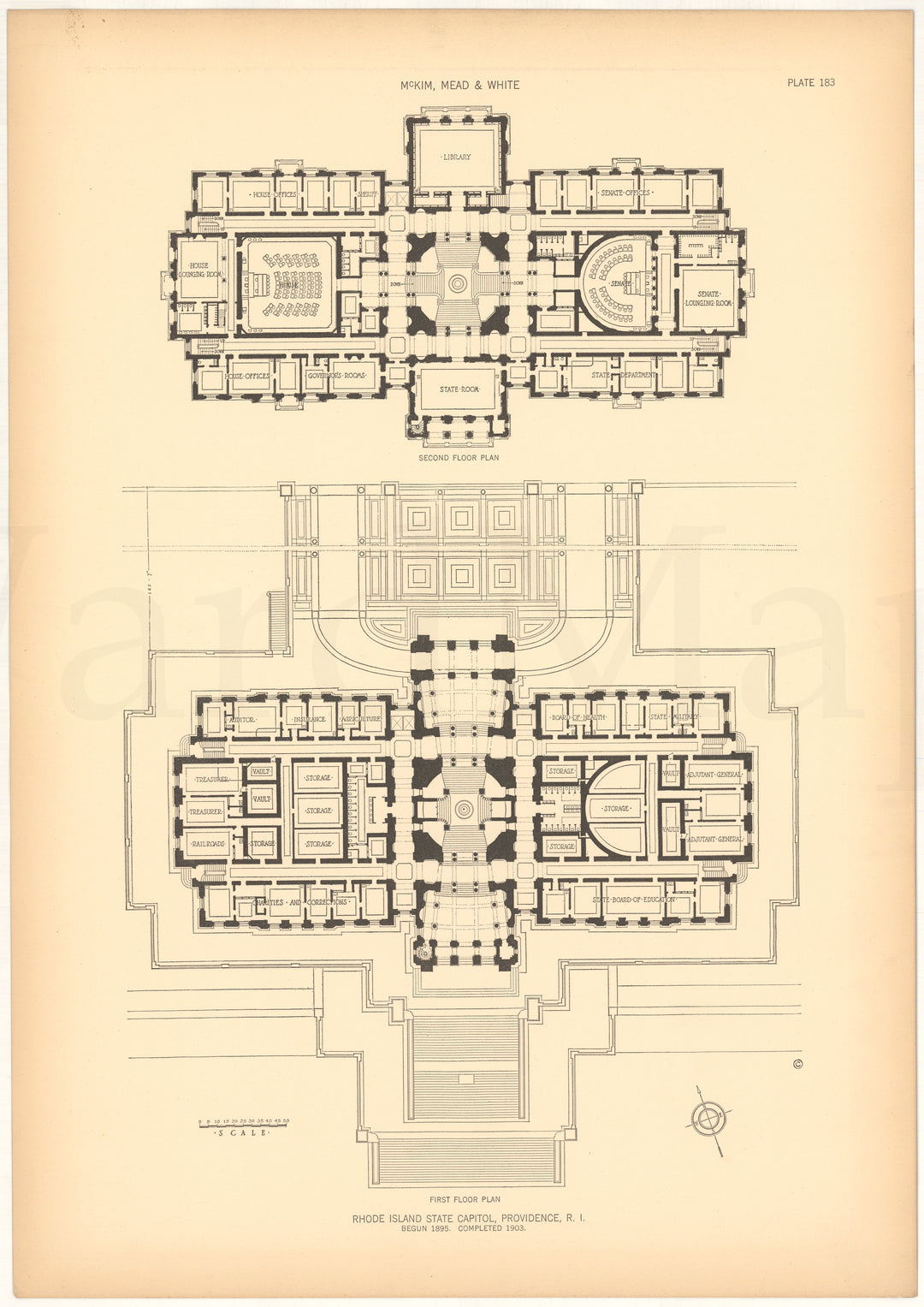 McKim, Mead & White Plate 183: Rhode Island State Capitol 1903