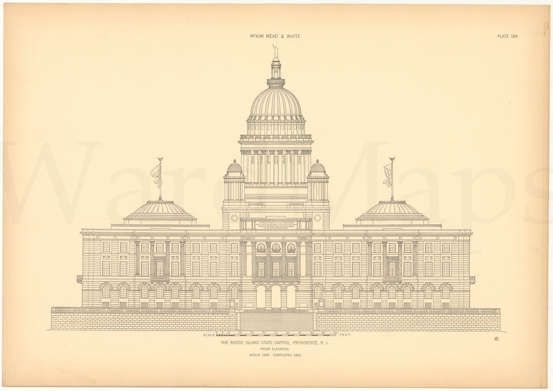 McKim, Mead & White Plate 184: Rhode Island State Capitol 1903